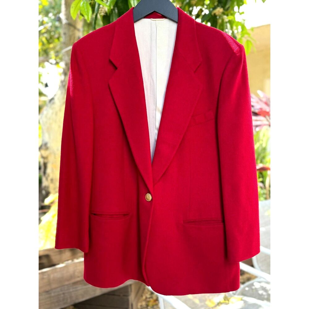 VTG Pietrafesa Studio 121 Red Camel Hair Single Breast Gold Button Blazer SZ 10